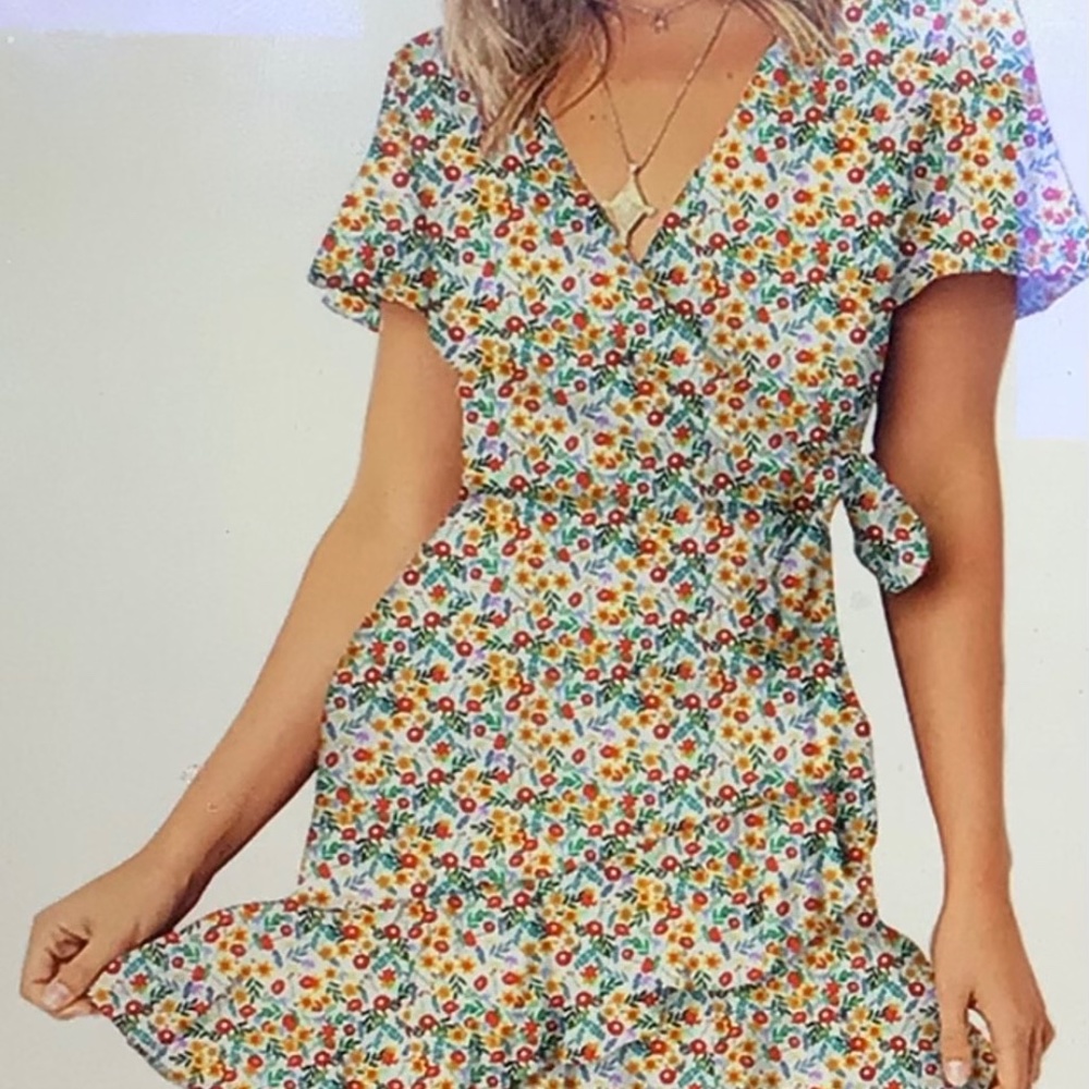Relipop Summer short Sleeve wrap dress